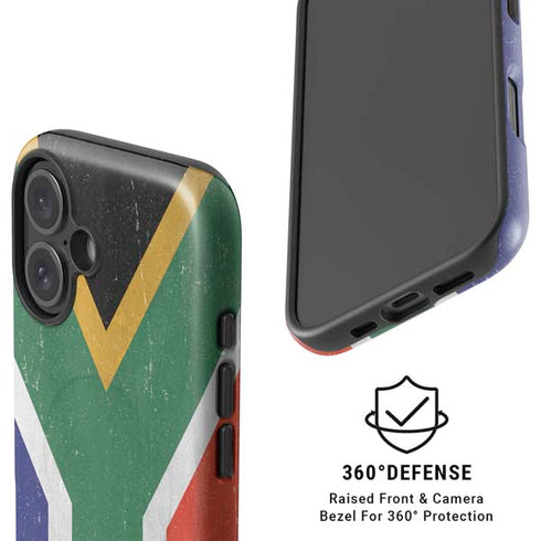South Africa Flag Distressed iPhone 16 Plus Magsafe Impact Case