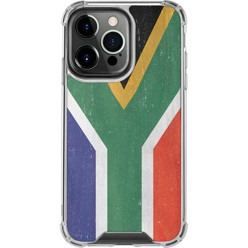 South Africa Flag Distressed iPhone 16 Pro Clear Case