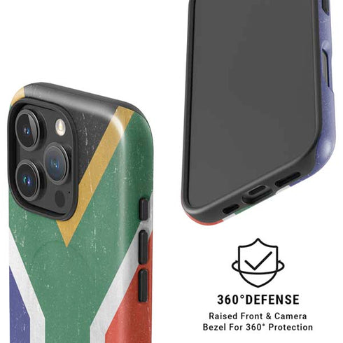 South Africa Flag Distressed iPhone 16 Pro Magsafe Impact Case