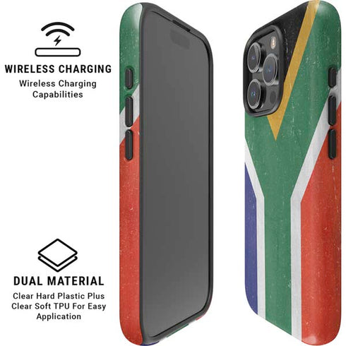 South Africa Flag Distressed iPhone 16 Pro Magsafe Impact Case