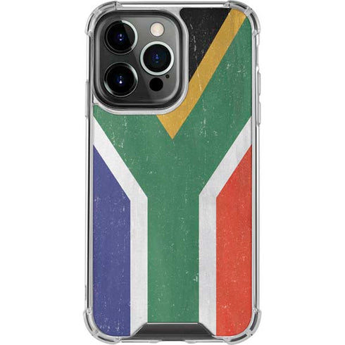 South Africa Flag Distressed iPhone 16 Pro Max Clear Case