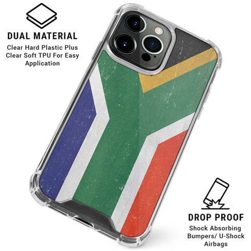South Africa Flag Distressed iPhone 16 Pro Max Clear Case