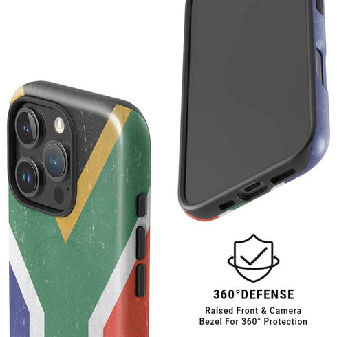 South Africa Flag Distressed iPhone 16 Pro Max Magsafe Impact Case