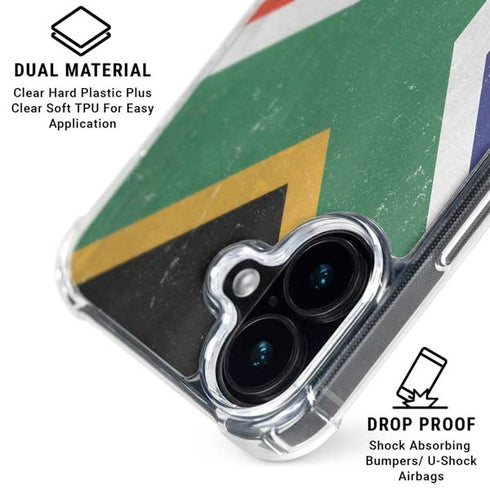 South Africa Flag Distressed iPhone 17 Clear Case