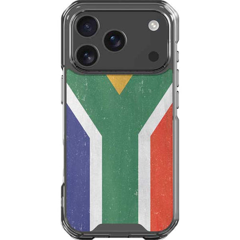 South Africa Flag Distressed iPhone 18 Pro Clear Case