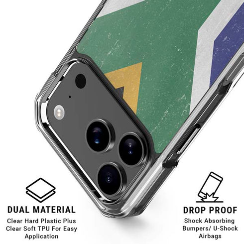 South Africa Flag Distressed iPhone 18 Pro Clear Case