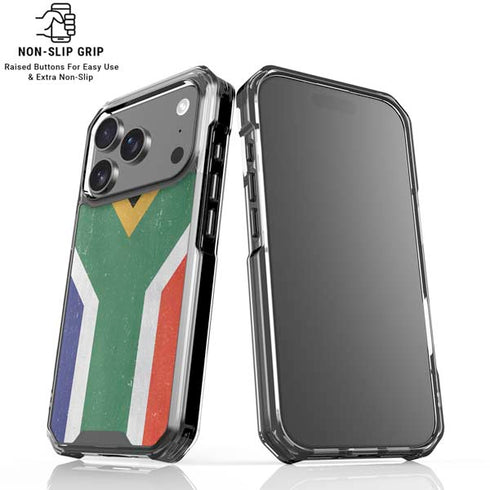 South Africa Flag Distressed iPhone 18 Pro Clear Case