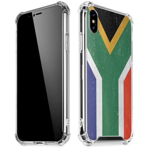 South Africa Flag Distressed iPhone X/XS Clear Case