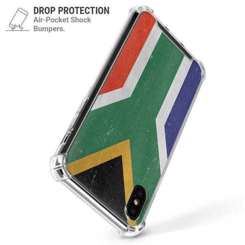 South Africa Flag Distressed iPhone X/XS Clear Case