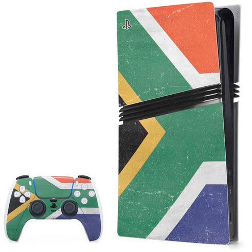 South Africa Flag Distressed PS5 Pro Bundle Skin