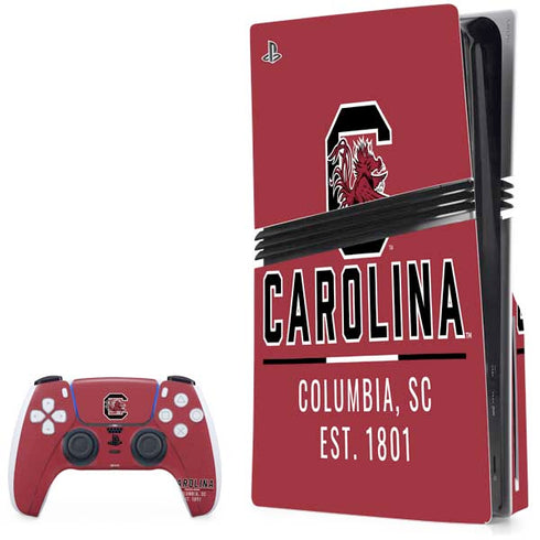 University of South Carolina Columbia SC, EST. 1801 PS5 Pro Disk Bundle Skin