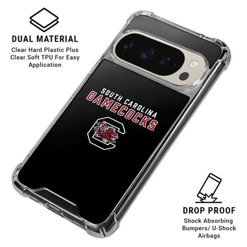 University of South Carolina Gamecocks Black Pixel 9/9 Pro Clear Case