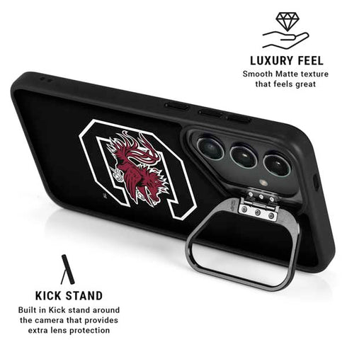 University of South Carolina Gamecocks Logo Black Galaxy S24 FE Kickstand Case