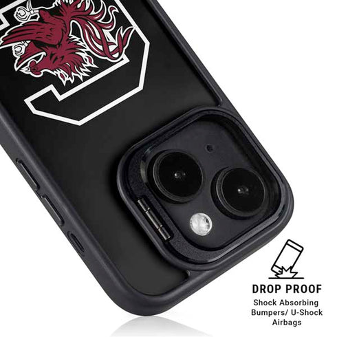 University of South Carolina Gamecocks Logo Black iPhone 14 Kickstand Case