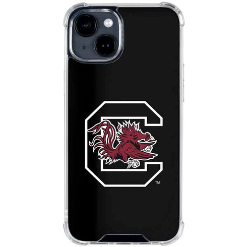 University of South Carolina Gamecocks Logo Black iPhone 15 Clear Case