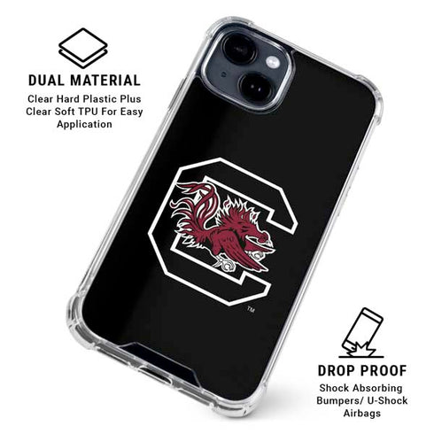 University of South Carolina Gamecocks Logo Black iPhone 15 Clear Case