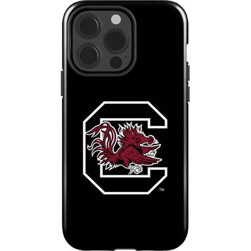 University of South Carolina Gamecocks Logo Black iPhone 15 Pro Impact Case