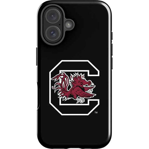 University of South Carolina Gamecocks Logo Black iPhone 16 Impact Case