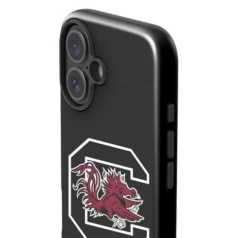 University of South Carolina Gamecocks Logo Black iPhone 16 Impact Case
