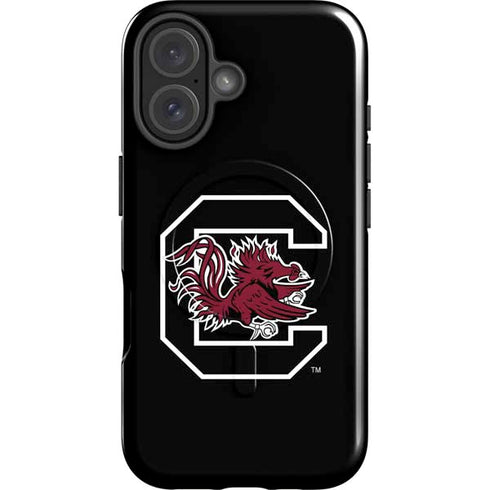 University of South Carolina Gamecocks Logo Black iPhone 16 Magsafe Impact Case