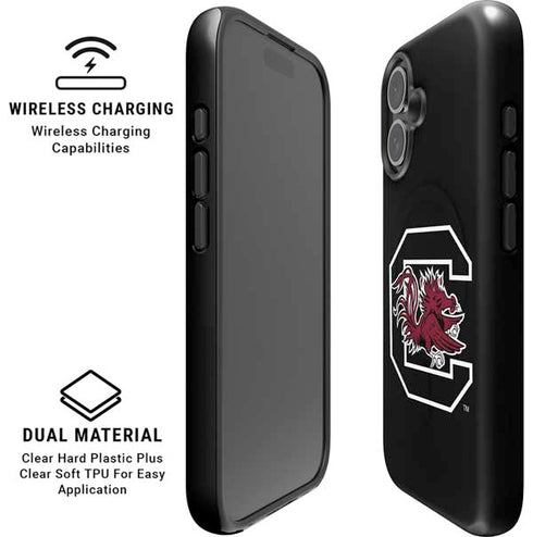 University of South Carolina Gamecocks Logo Black iPhone 16 Plus Magsafe Impact Case