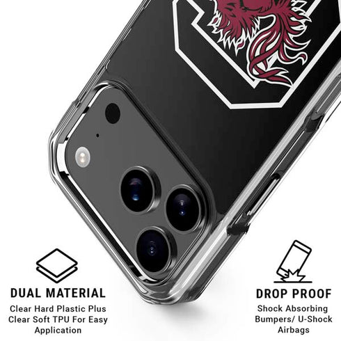University of South Carolina Gamecocks Logo Black iPhone 18 Pro Clear Case