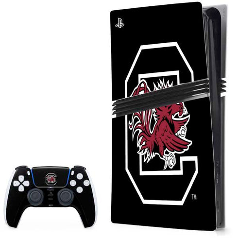 University of South Carolina Gamecocks Logo Black PS5 Pro Bundle Skin