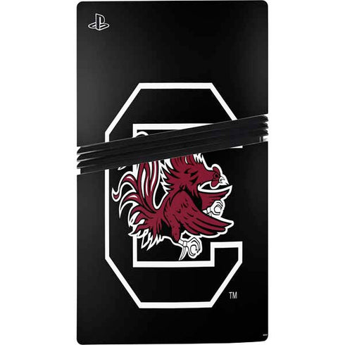 University of South Carolina Gamecocks Logo Black PS5 Pro Console Skin