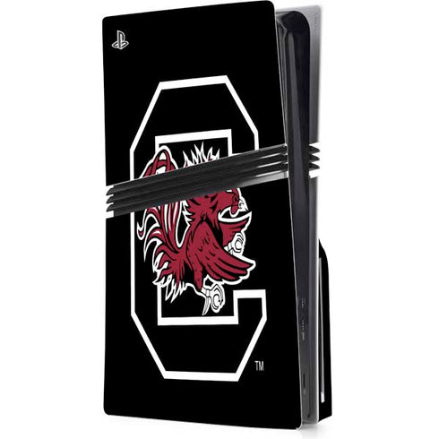 University of South Carolina Gamecocks Logo Black PS5 Pro Disk Console Skin