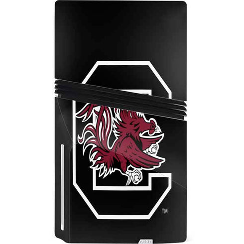University of South Carolina Gamecocks Logo Black PS5 Pro Disk Console Skin