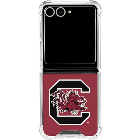 University of South Carolina Gamecocks Logo Red Galaxy Z Flip7 Clear Case