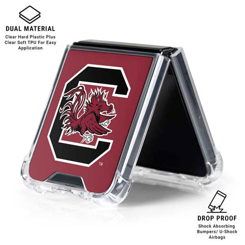 University of South Carolina Gamecocks Logo Red Galaxy Z Flip7 Clear Case