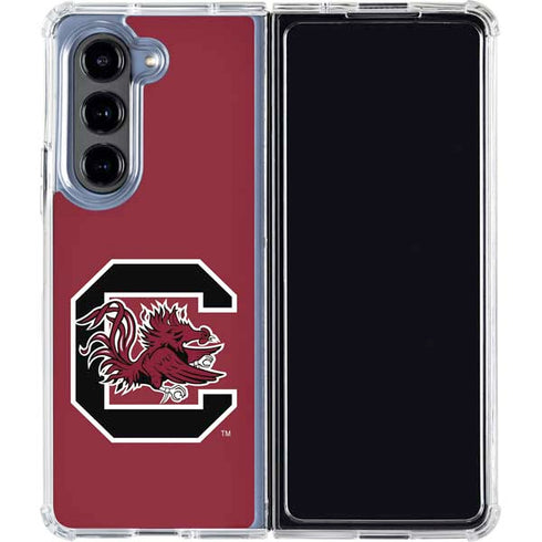 University of South Carolina Gamecocks Logo Red Galaxy Z Fold5 5G Clear Case