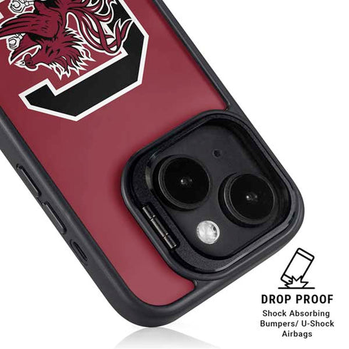 University of South Carolina Gamecocks Logo Red iPhone 15 Kickstand Case