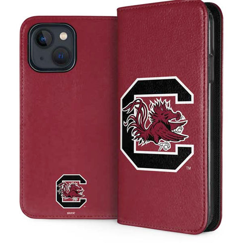 University of South Carolina Gamecocks Logo Red iPhone 15 Plus Folio Case