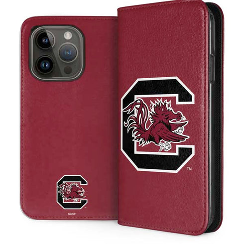 University of South Carolina Gamecocks Logo Red iPhone 15 Pro Folio Case
