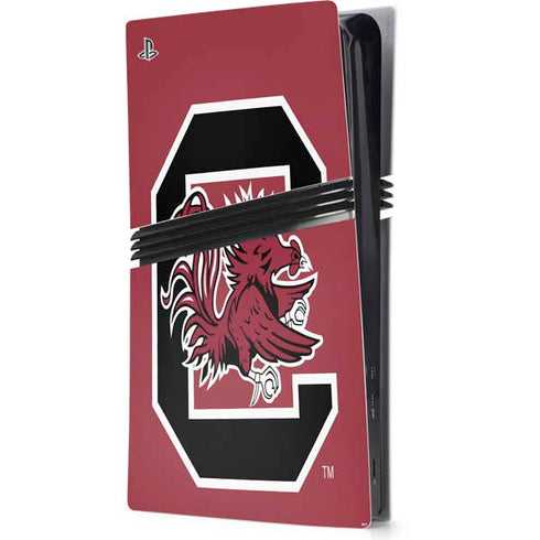 University of South Carolina Gamecocks Logo Red PS5 Pro Console Skin
