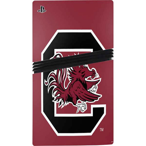University of South Carolina Gamecocks Logo Red PS5 Pro Disk Bundle Skin