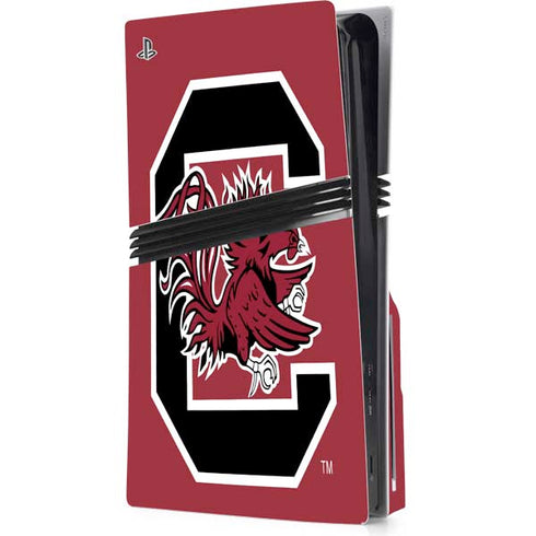 University of South Carolina Gamecocks Logo Red PS5 Pro Disk Console Skin