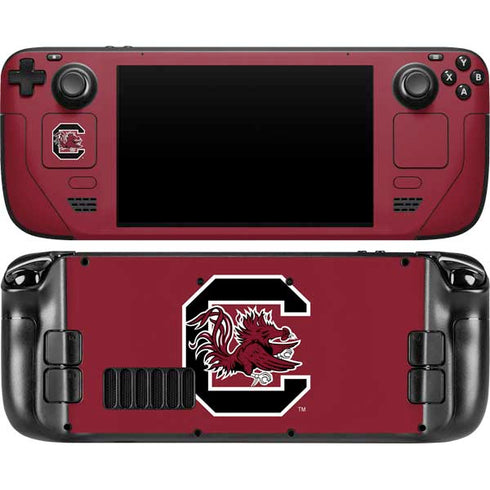 University of South Carolina Gamecocks Logo Red Steam Deck Handheld Gaming Computer OLED Skin