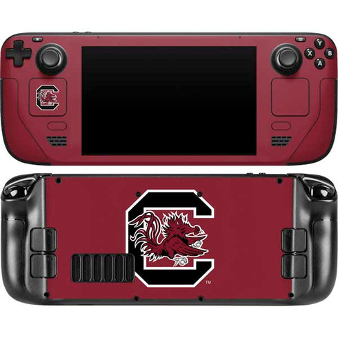 University of South Carolina Gamecocks Logo Red Steam Deck Handheld Gaming Computer Skin