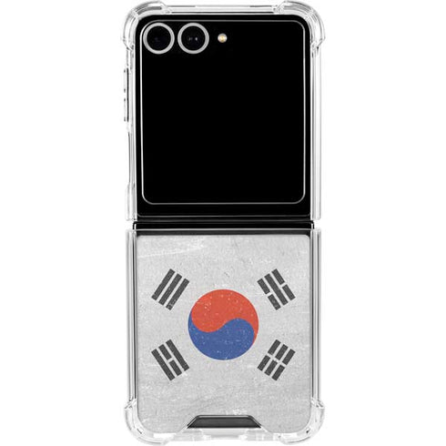 South Korean Flag Distressed Galaxy Z Flip7 Clear Case