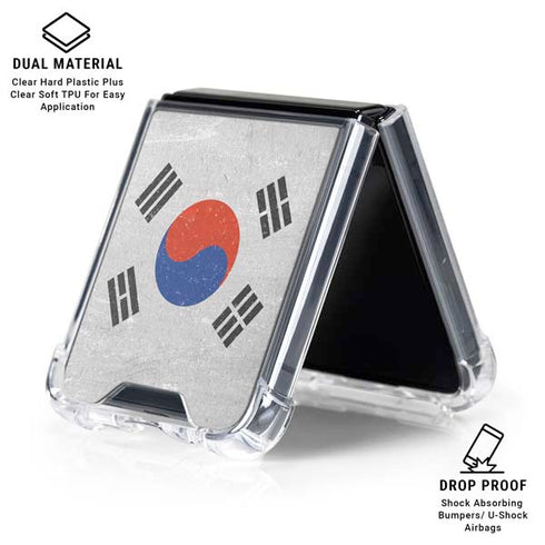 South Korean Flag Distressed Galaxy Z Flip7 Clear Case