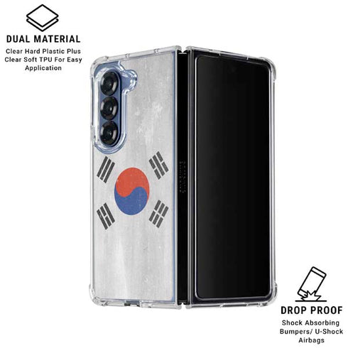 South Korean Flag Distressed Galaxy Z Fold7 Clear Case