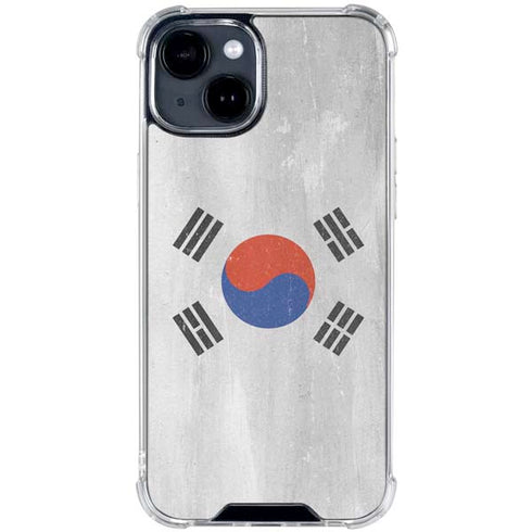 South Korean Flag Distressed iPhone 15 Clear Case