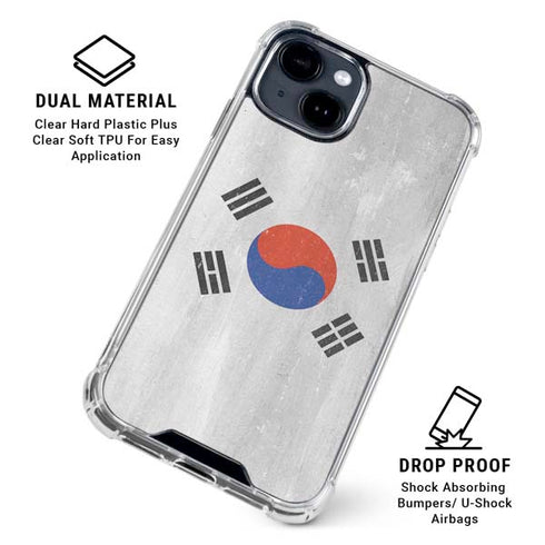 South Korean Flag Distressed iPhone 15 Clear Case