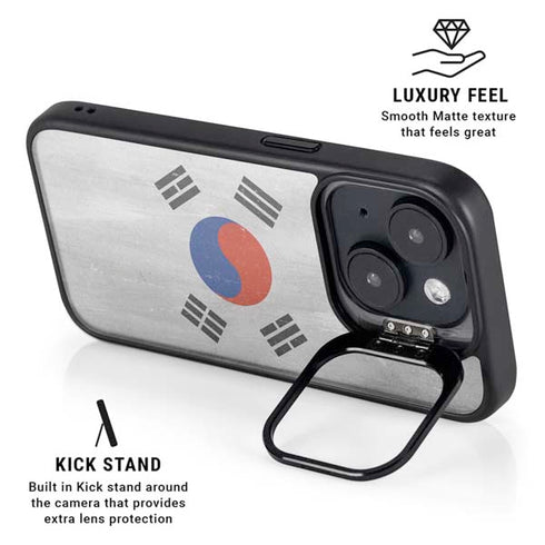 South Korean Flag Distressed iPhone 15 Plus Kickstand Case