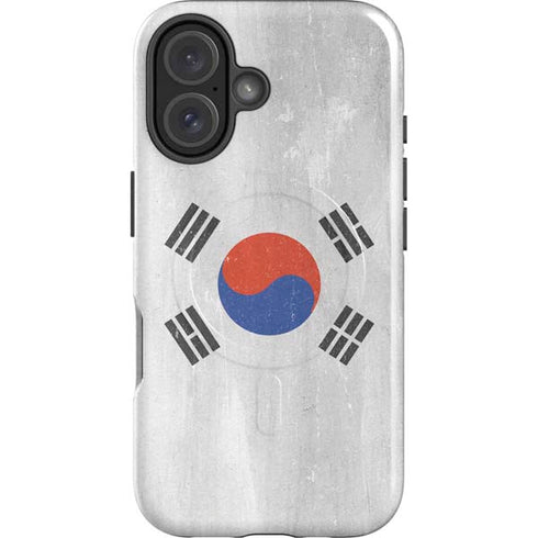 South Korean Flag Distressed iPhone 16 Magsafe Impact Case