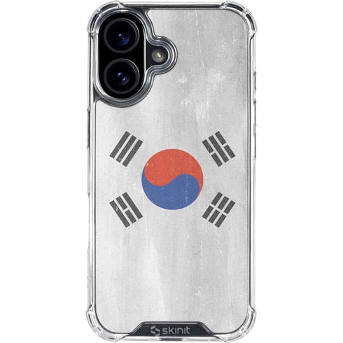 South Korean Flag Distressed iPhone 16 Plus Clear Case