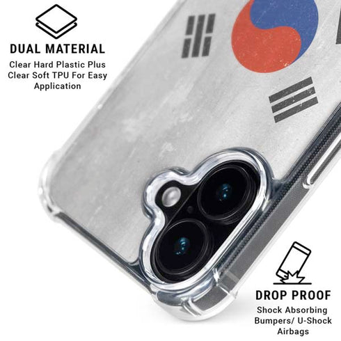 South Korean Flag Distressed iPhone 16 Plus Clear Case